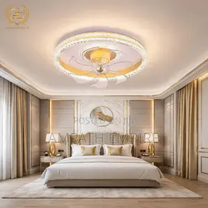 Summerwind Modern Crystal Ceiling Fan Light with Remote - 80W Gold
