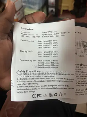 Rechargeable Fan with Light and Power Bank