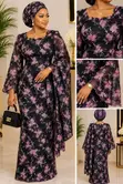 5 Yards Black & Pink Floral Lace Fabric - 2