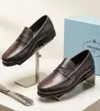Executive PRADA Penny Leather Loafers (Coffee) - 2
