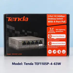 Tenda TEF1105P-4-63W 5-Port 10/100Mbps Desktop Switch with 4-Port PoE
