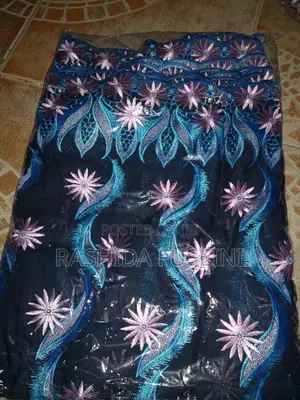 Luxury Navy Blue & Pink Floral Shada Lace - 5 Yards