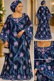 Luxury Navy Blue & Pink Floral Shada Lace - 5 Yards - 2