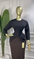 KabukieLuxe Black and Brown Peplum Office Dress - 1