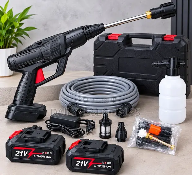 21V Cordless High Pressure Cleaning Gun with Accessories - 1