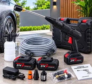 Cordless 21V Pressure Washer Set with Hose & 2 Batteries