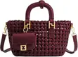 Burgundy Woven Tote Bag - 1