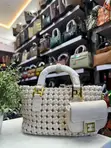 Burgundy Woven Tote Bag - 3