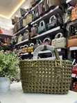 Burgundy Woven Tote Bag - 4