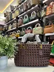 Burgundy Woven Tote Bag - 5