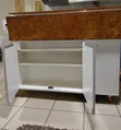 Kitchen Island Cabinet with White Finish and Wooden Countertop - 2
