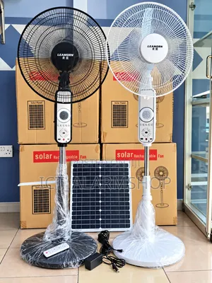 Leamorn Solar Rechargeable Standing Fan with Panel