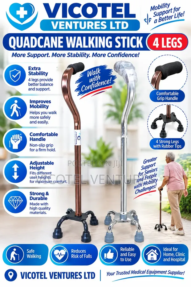 Quad Cane Walking Stick - 1