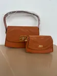 Genuine Leather Handbag - Black/Brown - 1