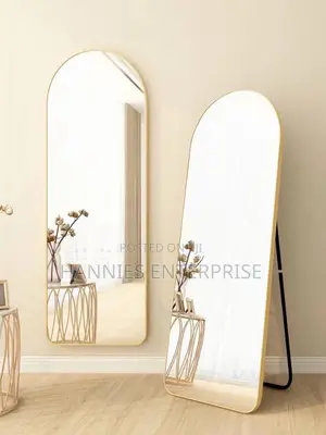 Wall-Mounted Dressing Mirror - Gold Arched Frame