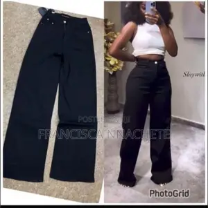 Ladies Bola Jeans - Black Wide-Leg