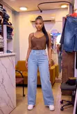 Women's Wide-Leg Boyfriend Jeans - Blue - 1