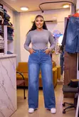 Women's Wide-Leg Boyfriend Jeans - Blue - 2