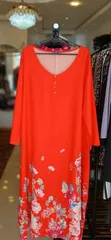 Floral Print V-Neck Maxi Long Sleeve Dress - 1
