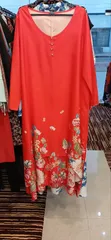 Floral Print V-Neck Maxi Long Sleeve Dress - 2