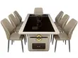 6 Seater Glass Top Dining Table with Storage Base & Chairs - 1