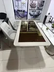 6 Seater Glass Top Dining Table with Storage Base & Chairs - 4