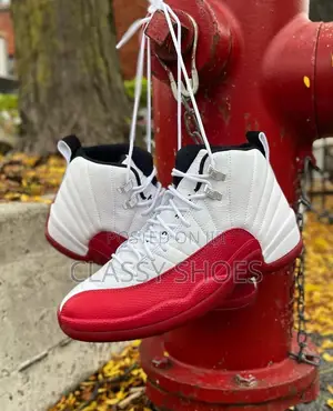 Air Jordan 12 Jumpman White and Red Sneakers