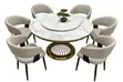 Luxury 6 Seater Round White Marble Dining Table - 1