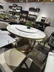 Luxury 6 Seater Round White Marble Dining Table - 3