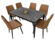 Blue Marble Dining Table with 4 Chairs - 1