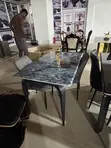 Blue Marble Dining Table with 4 Chairs - 2
