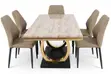 6-Seater White Marble Stainless Leg Dining Table With Chairs - 1
