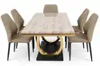 6-Seater White Marble Stainless Leg Dining Table With Chairs - 2