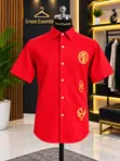 Quality Red Shirt with Gold Designs - 1