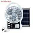 Rechargeable Solar Fan with Radio & Bulbs - 8 Inch - 1