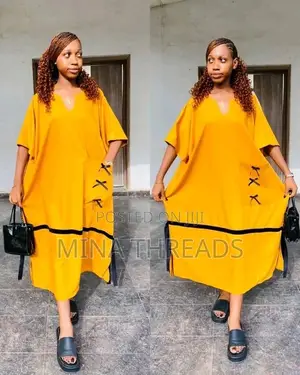 Short Bubu Gown - Blue Adire Silk