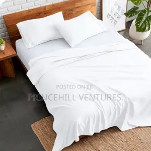 White Cotton Bedsheet Set with 2 Pillow Cases - Double Bed