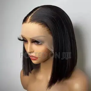 Human Hair Bob Wig - Natural Black, Shoulder Length