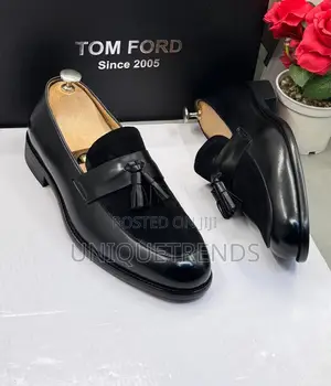Tom Ford Leather and Suede Tassel Loafers (Black)