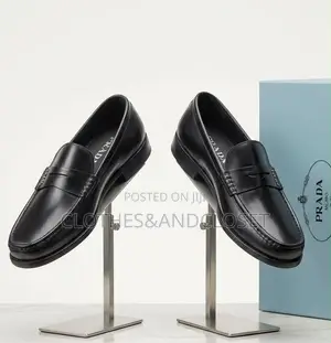 Prada Black Leather Penny Loafers - Men's Size 39-46