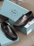 Prada Black Leather Penny Loafers - Men's Size 39-46 - 4