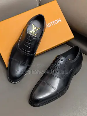 Louis Vuitton Black Leather Cap-Toe Oxfords