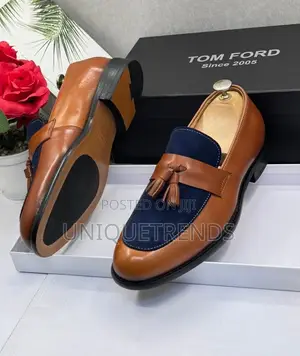 Luxury Tom Ford Men's Suede Tassel Loafers - Brown & Blue