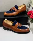 Luxury Tom Ford Men's Suede Tassel Loafers - Brown & Blue - 3