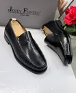 John Foster Black Leather Loafers - 3