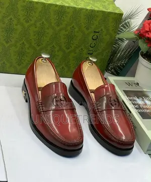 Premium Gucci Luxury Patent Leather Loafers (Brown)
