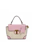 Jing Pin Ladies Handbag - Beige & Pink Monogram - 1