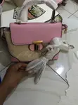 Jing Pin Ladies Handbag - Beige & Pink Monogram - 3