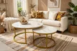 2-in-1 Luxury Nesting Coffee Table - White Faux Marble Top - 2