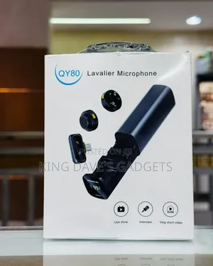 QY80 Wireless Lavalier Microphone Set with Magnetic Charging Case